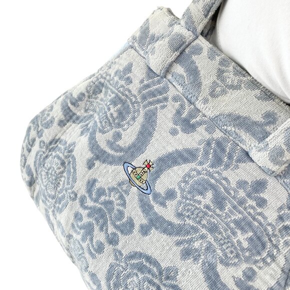 Vivienne Westwood Vintage Orb Logo Terry Cloth Tote Bag Light Blue [106030] - Picture 3 of 13